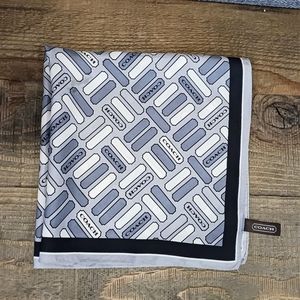 Coach square silk scarf. Black, grey and white.